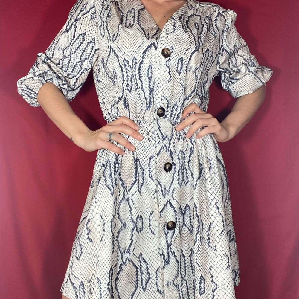 Snake print modest dress
